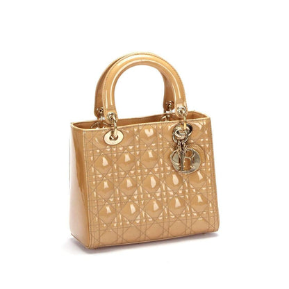 Christian Dior Beige Medium Patent Leather Lady Dior - RCL1179