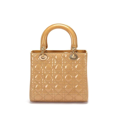 Christian Dior Beige Medium Patent Leather Lady Dior - RCL1179