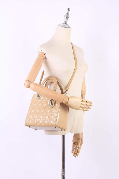 Christian Dior Beige Medium Patent Leather Lady Dior - RCL1179