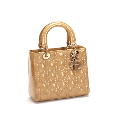 Christian Dior Beige Medium Patent Leather Lady Dior - RCL1179