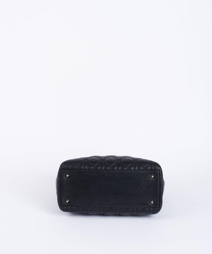 Christian Dior Black Leather Lady Dior Medium PHW