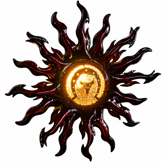 Handcrafted Metal Sun Wall Art Sculpture with Illuminated Celestial Face