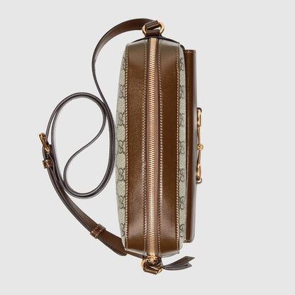 Gucci Horsebit 1955 Small Shoulder Bag Brown Leather