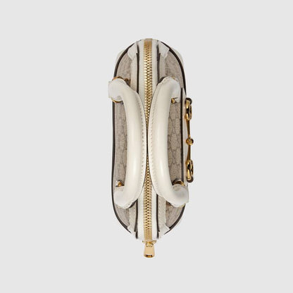 Gucci Horsebit 1955 Mini Top Handle Bag White Leather