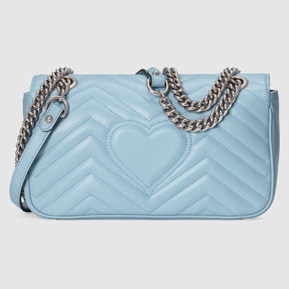Gucci GG Marmont Medium Shoulder Bag Pastel Blue Leather