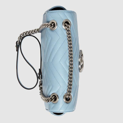 Gucci GG Marmont Medium Shoulder Bag Pastel Blue Leather