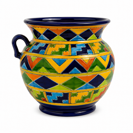Handcrafted Colorful Geometric Ceramic Vase – Southwest Style