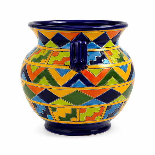 Handcrafted Colorful Geometric Ceramic Vase – Southwest Style