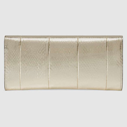 Gucci Broadway Snakeskin Clutch with Double G Silver Snakeskin