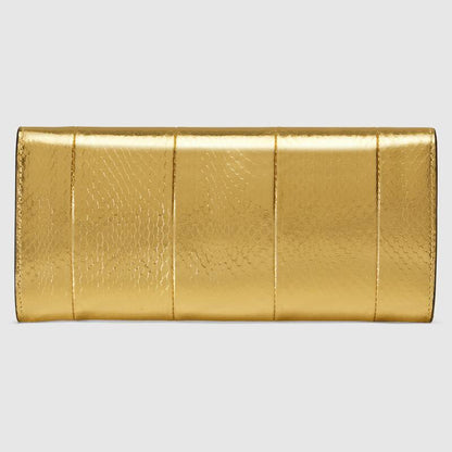 Gucci Broadway Snakeskin Clutch with Double G Gold Snakeskin