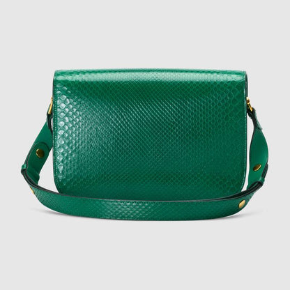 Gucci Horsebit 1955 Anaconda Small Shoulder Bag Emerald Green Anaconda