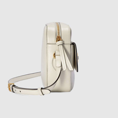 Gucci Horsebit 1955 Small Shoulder Bag White Leather