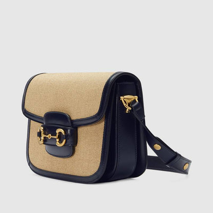 Gucci Horsebit 1955 Shoulder Bag Blue Leather