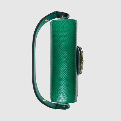 Gucci Horsebit 1955 Anaconda Small Shoulder Bag Emerald Green Anaconda