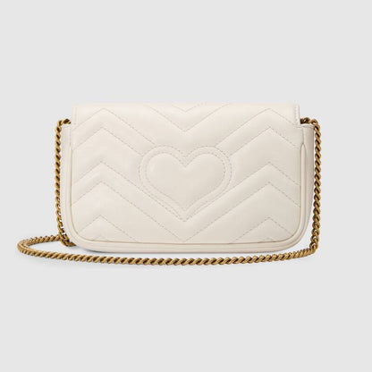 Gucci GG Marmont Matelassé Super Mini Bag White Leather