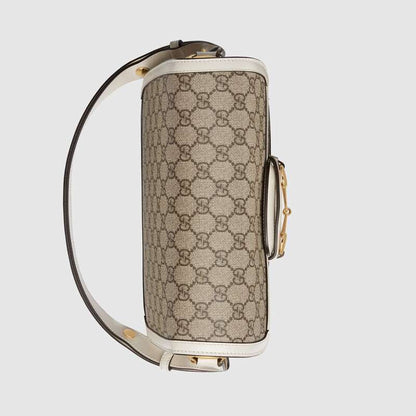 Gucci Horsebit 1955 Small Shoulder Bag White Leather