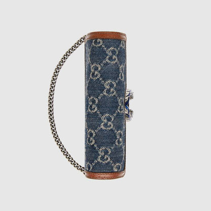 Gucci Dionysus Super Mini Denim Crossbody Bag Dark Blue