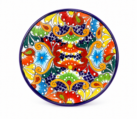 Hand Painted Talavera Ceramic Decorative Plate – Colorful Floral Wall & Table Accent
