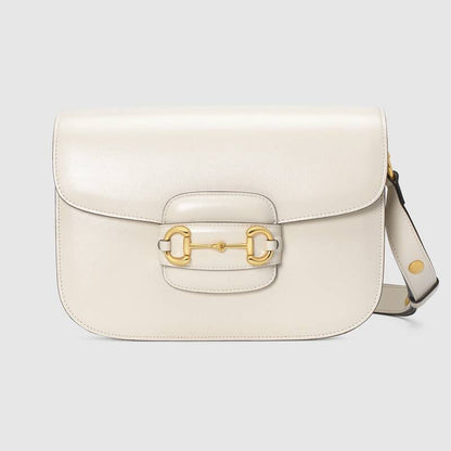 Gucci Horsebit 1955 Shoulder Bag White Leather