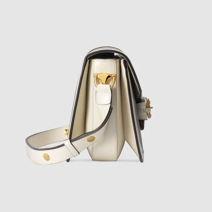 Gucci Horsebit 1955 Small Shoulder Bag White Leather