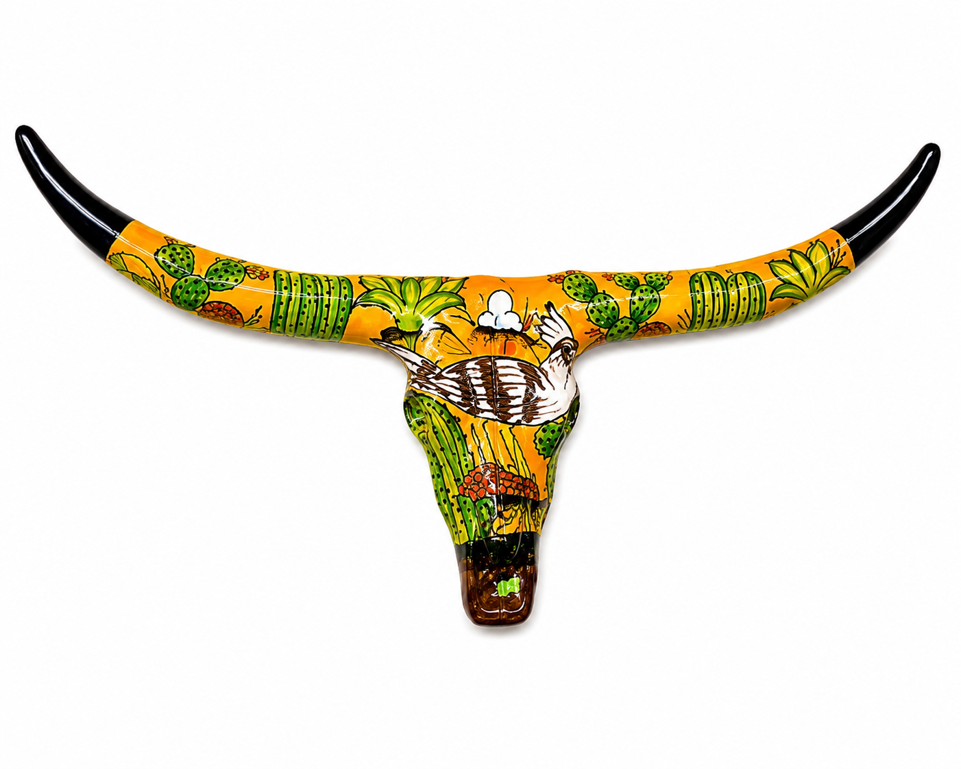 Handcrafted Talavera Longhorn Wall Decor – Decorative Ceramic Bull Skull Art