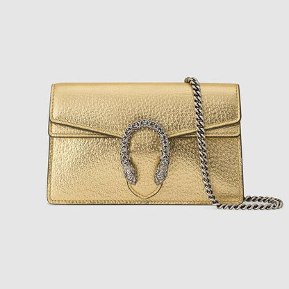 Gucci Dionysus Super Mini Bag Gold Lamé Leather