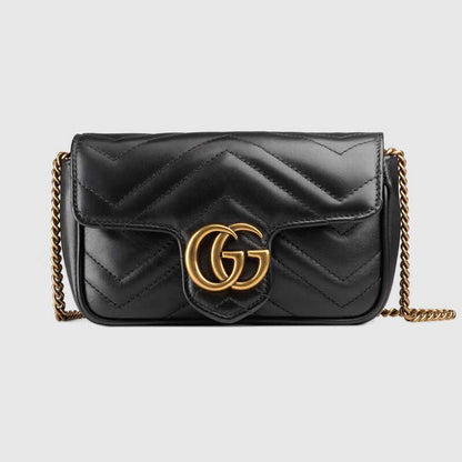 Gucci GG Marmont Matelassé Leather Super Mini Bag Black Leather
